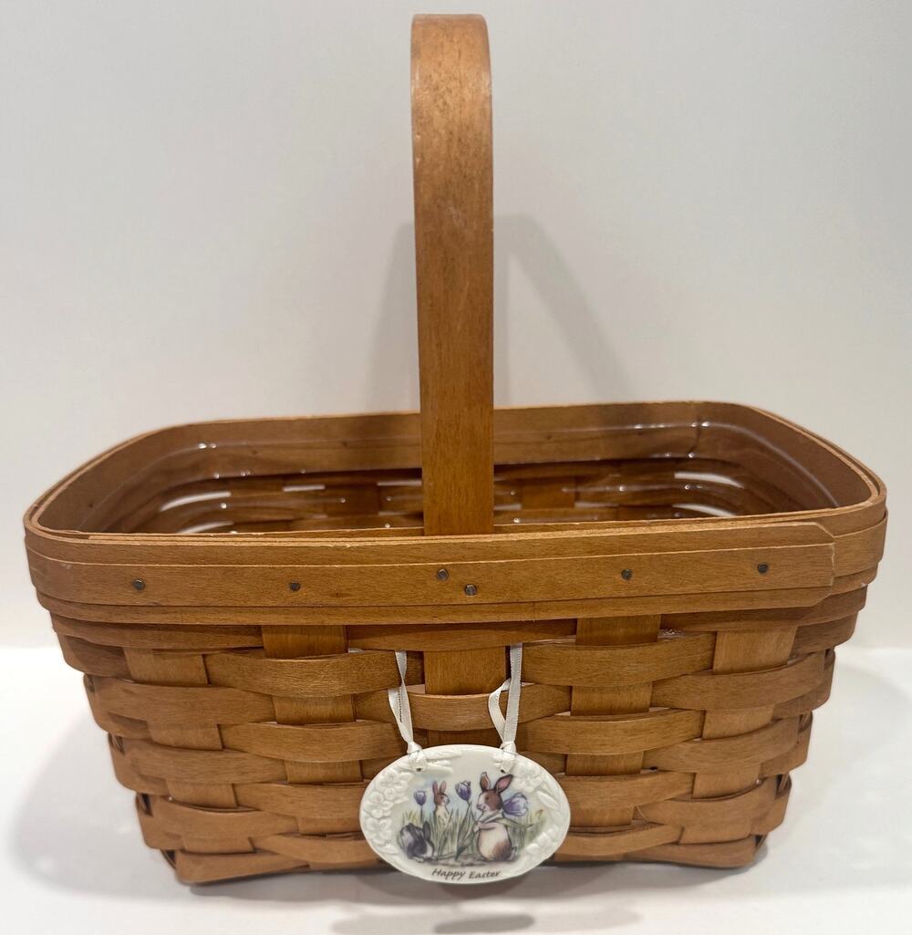 LONGABERGER Large Basket 2006 Easter Handmade Woven USA Liner